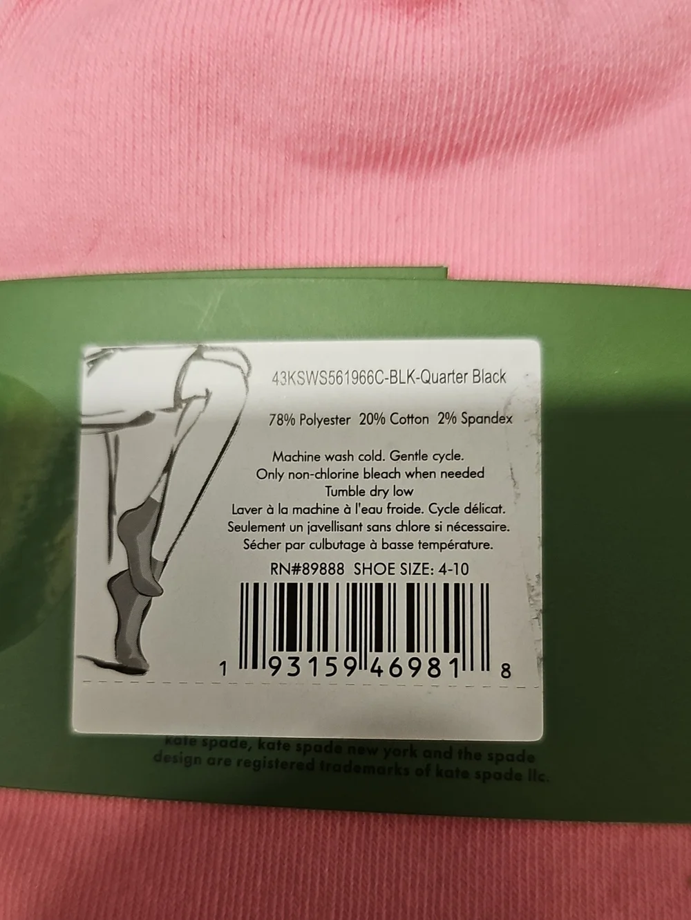 Kate spade 3 Pair Quarter socks  pink polka Dot, solid pink & Beige W Spade NWT